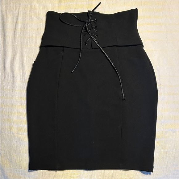 Papaya Dresses & Skirts - Papaya High-Waist Black Lace-Up Pencil Skirt size S